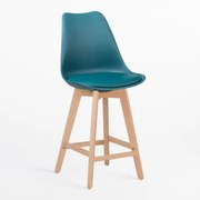 Nordic Hoge Kruk Met Kunstleren Kussen Blauw – Intens Turquoise & ↑65 Cm - Sklum
