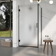 Fortifura Galeria Douchecabine - 80x90x200cm - scharnieren - deurgreep - vlak - gesatineerd veiligheidsglas - Geborsteld gunmetal PVD (Antraciet) SW1122552/SW1122563/SW797907/SW797929