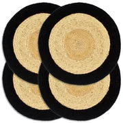 vidaXL Placemats 4 st 38 cm jute en katoen natuurlijk en zwart