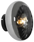 Art Deco wandlamp zwart met smoke glas - Ayesha Art Deco E27 rond Binnenverlichting Lamp