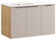 Comad Ocean Beige badmeubel 90cm met 3 deuren en wastafel wit glans