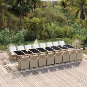 vidaXL 17-delige Tuinset met kussens poly rattan beige