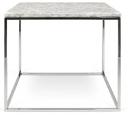 TemaHome Gleam Marble Bijzettafel Van Wit Marmer - Chromen Onderstel - 50 X 50cm.