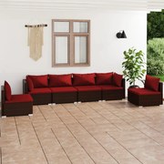 vidaXL 6-delige Loungeset met kussens poly rattan bruin