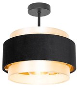 Stoffen Moderne plafondlamp zwart met goud - Elif Modern E27 rond Binnenverlichting Lamp