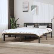 vidaXL Bedframe massief grenenhout grijs 160x200 cm