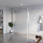 Fortifura Galeria Vrijstaande Inloopdouche - 120x200cm - Helder geribbeld - antikalk - 8mm veiligheidsglas - 2 zijwanden 30cm - wandsteunen en hoekprofielen - Wit mat SW927768 2x/SW797953/SW797945 2x/SW541264 2x