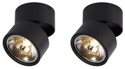 Set van 2 Spot / Opbouwspot / Plafondspots zwart rond verstelbaar - Go Nine Design, Industriele / Industrie / Industrial, Modern G9 Binnenverlichting Lamp