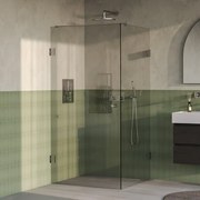 BRAUER Void Carving Douchecabine - 100x100x200cm - draaideur - glascoating - omkeerbaar - helder glas - Geborsteld RVS PVD GS-VOCC1H100100200NG