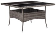 vidaXL Tuintafel poly rattan en glas grijs