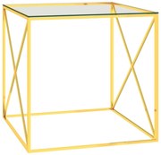 vidaXL Salontafel 55x55x55 cm roestvrij staal en glas goudkleurig