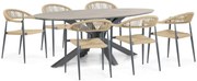 Tuinset 6 personen 220 cm Aluminium/Rope Taupe De Laan Projects
