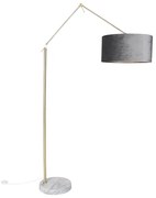 Moderne vloerlamp goud velours kap grijs 50 cm - Editor