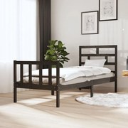 vidaXL Bedframe massief grenenhout grijs 75x190 cm 2FT6 small single