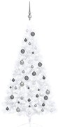 vidaXL Kunstkerstboom met LED's en kerstballen half 150 cm wit