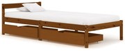 vidaXL Bedframe met 2 lades massief grenenhout honingbruin 90x200 cm