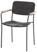Bora dining tuinstoel stapelbaar antraciet teak armleuning 4-Seasons Outdoor