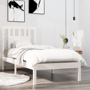 vidaXL Bedframe massief hout wit 75x190 cm 2FT6 Small Single