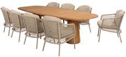 Capri Puccini barrel dining tuinset 9 delig 280x110xH75 cm teak latte 4 Seasons Outdoor