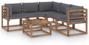 vidaXL 6-delige Loungeset met antracietkleurige kussens grenenhout