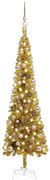 vidaXL Kerstboom met LED's en kerstballen smal 120 cm goudkleurig