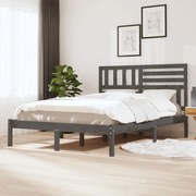 vidaXL Bedframe massief grenenhout grijs 120x190 cm 4FT small double