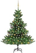 vidaXL Kunstkerstboom Nordmann met LED's en kerstballen 180 cm groen