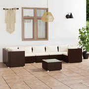 vidaXL 8-delige Loungeset met kussens poly rattan bruin