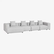 Modulaire Bank Met Linker Chaise Longue, 4-delig (↔︎420 Cm) Met Hoge Armleuning Bruna Stof Gris Glacial - Sklum