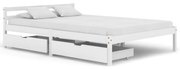 vidaXL Bedframe met 2 lades massief grenenhout wit 140x200 cm