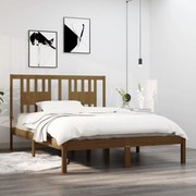 vidaXL Bedframe massief hout honingbruin 135x190 cm 4FT6 Double