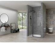 Van Rijn Products ST02 Nisdeur - 80x200cm - helder glas - dikte 6mm - met vast deel - incl. glasbehandeling - zwart mat ST02LP30080ZW