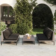 vidaXL 5-delige Loungeset met kussens poly rattan donkergrijs