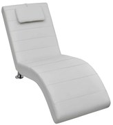 vidaXL Chaise longue met kussen kunstleer wit