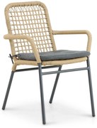 Tuinstoel stapelbaar Aluminium/rope Taupe-naturel-bruin De Laan Catalone