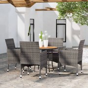 vidaXL 5-delige Tuinset poly rattan grijs