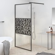 vidaXL Inloopdouchewand met stenenmotief 100x195 cm ESG-glas zwart