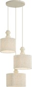 Japandi hanglamp beige met linnen kap 3-lichts - Fedde