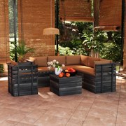 vidaXL 7-delige Loungeset met kussens pallet massief grenenhout