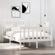 vidaXL Bedframe massief hout wit 120x190 cm 4FT Small Double