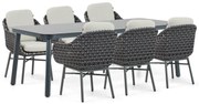 Tuinset 6 personen 220 cm Aluminium/rope Zwart Lifestyle Garden Furniture Santika