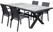 Malaga New Delhi dining tuinset uitschuifbaar 204-264x103xH74,5 cm 5 delig aluminium