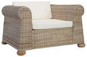 vidaXL Fauteuil met kussens natuurlijk rattan