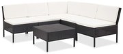 vidaXL 6-delige Loungeset met kussens poly rattan zwart