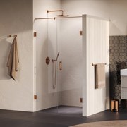 Brauer Void profielloze nisdeur 110cm met draaideur 60cm aan muur koper geborsteld PVD