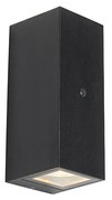 Wandlamp zwart 2-lichts IP44 met schemersensor - Baleno II