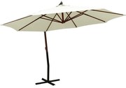 vidaXL Zweefparasol met houten paal 350 cm zandwit