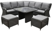 Bilbao premium dining hoek loungeset 6 delig antraciet wicker