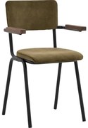 Goossens Eetkamerstoel Chaplin groen velvet stof met armleuning, urban industrieel