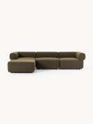 Modulaire bank Anton (4-zits) met poef (links/rechts) van bouclé